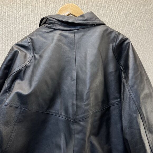 TownCraft Leather Bomber Jacket Men's Large Quilted Removable Liner Full Zip - Picture 4 of 11